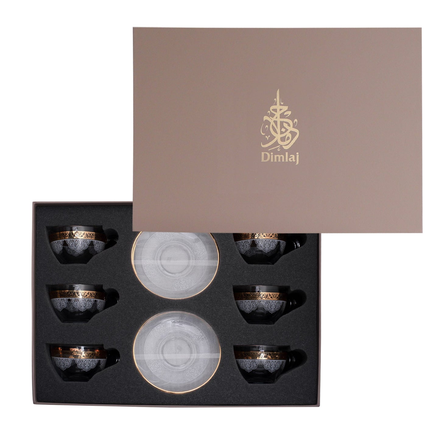 Dimlaj Massar Set of 6 Pcs Tea Cups And Saucers - Premium Tea Istikans With Handle from Massar By Dimlaj - Just $90! Shop online now at Dimlaj Jordan 