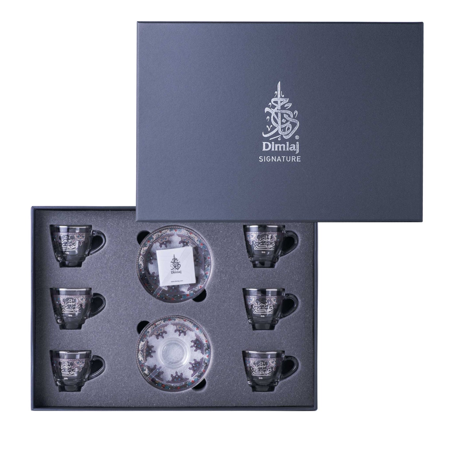 Dimlaj Suroor Set of 6 Pcs Coffee Cups and Saucers (Platinum) - Premium Turkish Coffee Cups from Suroor By Dimlaj - Just $100! Shop online now at Dimlaj Jordan 