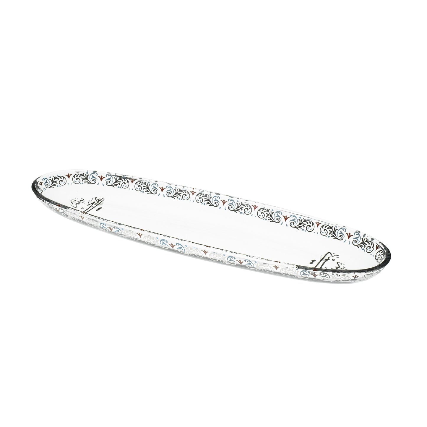 Dimlaj Suroor Medium Oval Plate (Platinum) - Premium Glass Plates from Suroor By Dimlaj - Just $45! Shop online now at Dimlaj Jordan 
