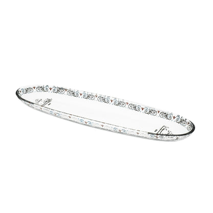 Dimlaj Suroor Medium Oval Plate (Platinum) - Premium Glass Plates from Suroor By Dimlaj - Just $45! Shop online now at Dimlaj Jordan 