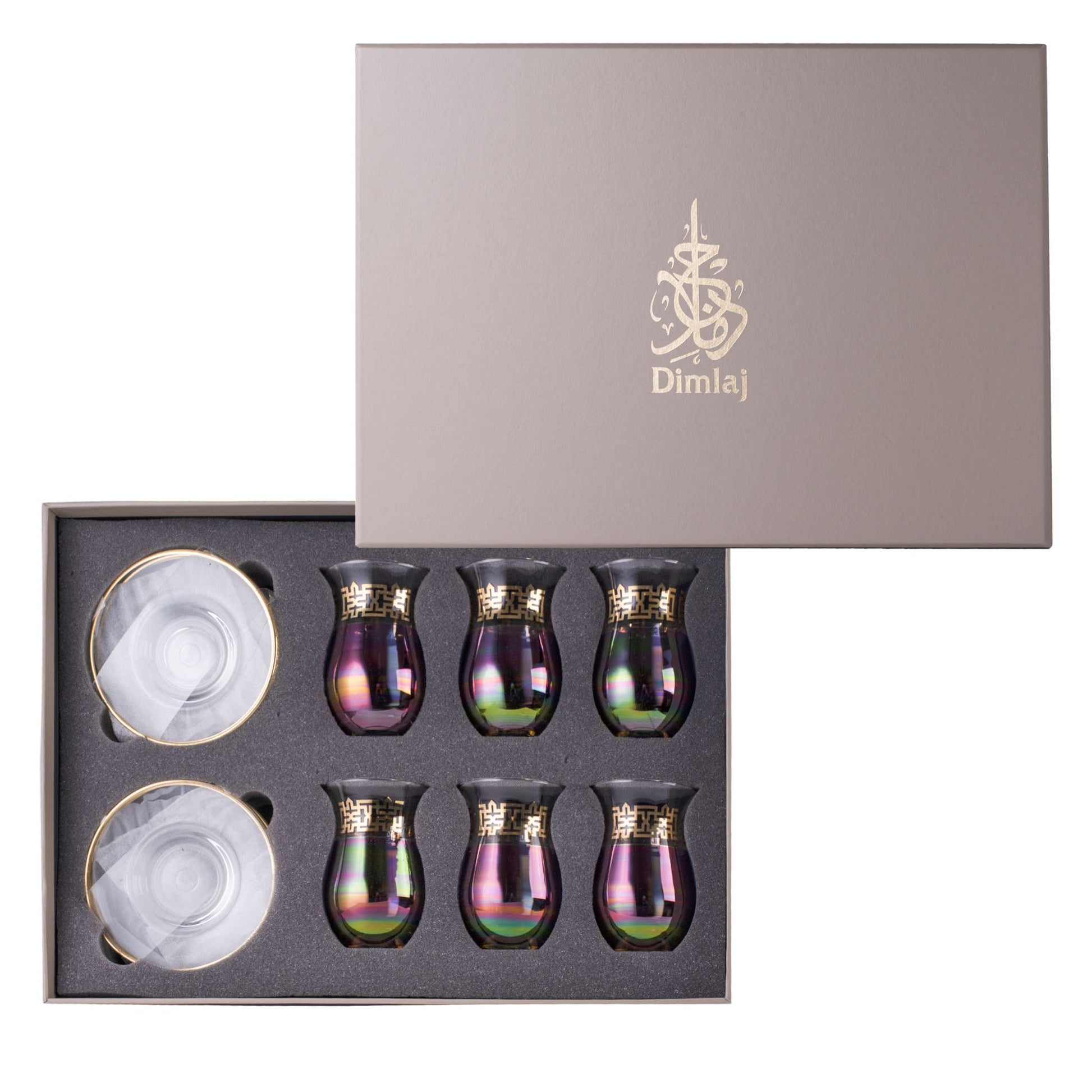 Dimlaj Copper & Gold Set of 6 Pcs Istikanas and Saucers - Premium Tea Istikans Without Handle from Copper & Gold By Dimlaj - Just $65! Shop online now at Dimlaj Jordan 