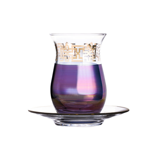 Dimlaj Copper & Gold Set of 6 Pcs Istikanas and Saucers - Premium Tea Istikans Without Handle from Copper & Gold By Dimlaj - Just $65! Shop online now at Dimlaj Jordan 