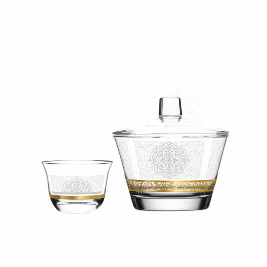 Dimlaj Massar Set of 7 Pcs Cawa Cups and Sugar Bowl - Premium Arabic Coffee Cups from Massar By Dimlaj - Just $45! Shop online now at Dimlaj Jordan 