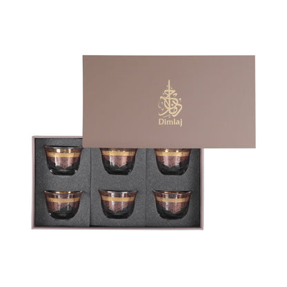 Dimlaj Selena Set of 6 Pcs Cawa Cups (Gold & Pink) - Premium Arabic Coffee Cups from Selena By Dimlaj - Just $20! Shop online now at Dimlaj Jordan 