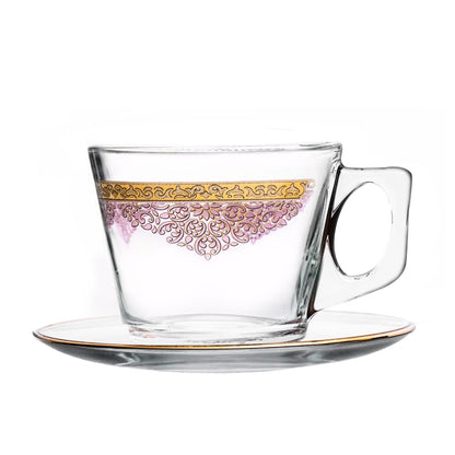 Dimlaj Selena Set of 6 Pcs Tea Cups and Saucers (Gold & Pink) - Premium Tea Cups from Selena By Dimlaj - Just $42! Shop online now at Dimlaj Jordan 