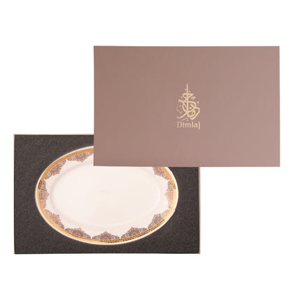 Dimlaj Selena Medium Oval Plate (Gold & Pink) - Premium Porcelain Plates from Selena By Dimlaj - Just $35! Shop online now at Dimlaj Jordan 