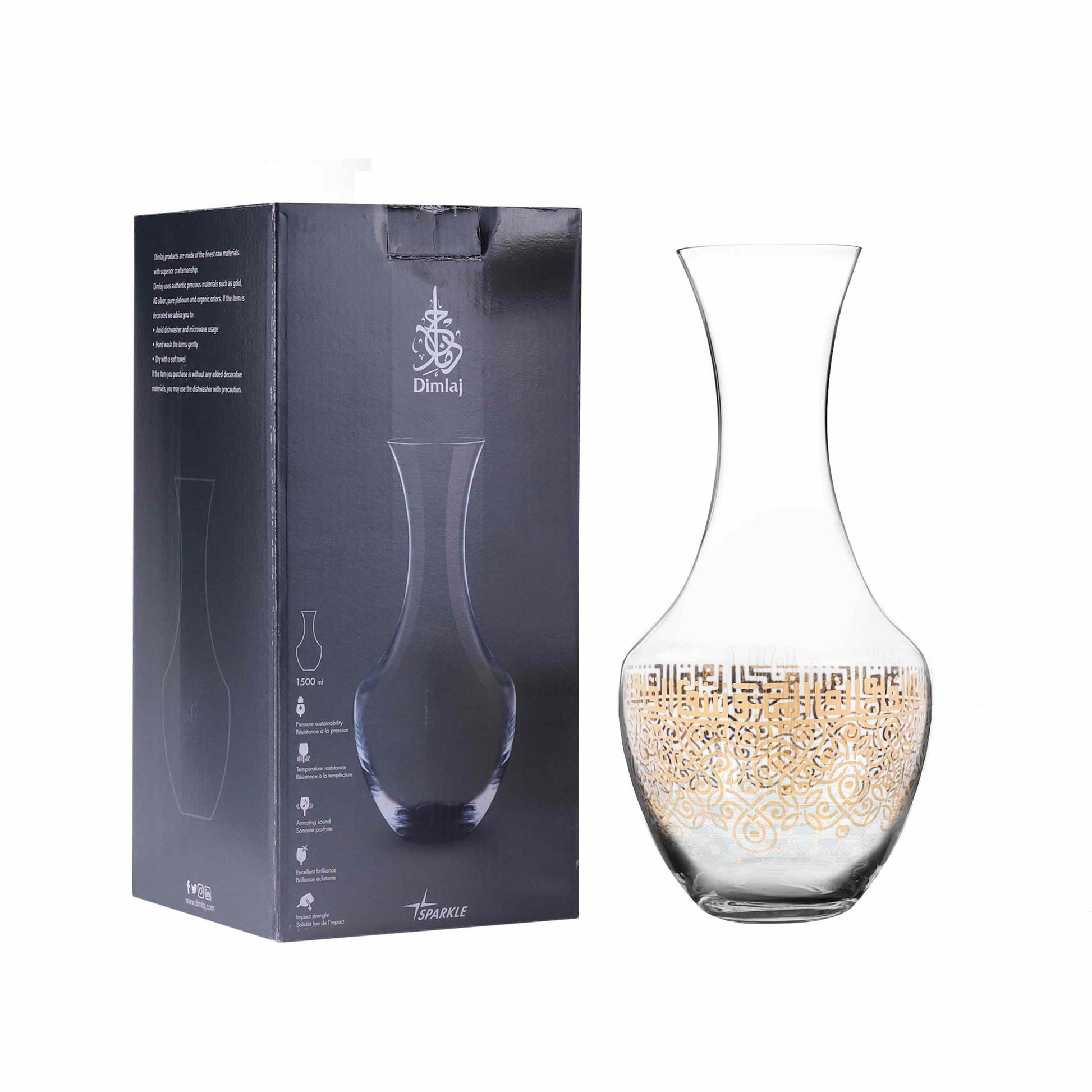 Dimlaj Shafa Crystal Decanter 1.5L (Gold) - Premium Jugs from Shafa By Dimlaj - Just $50! Shop online now at Dimlaj Jordan 