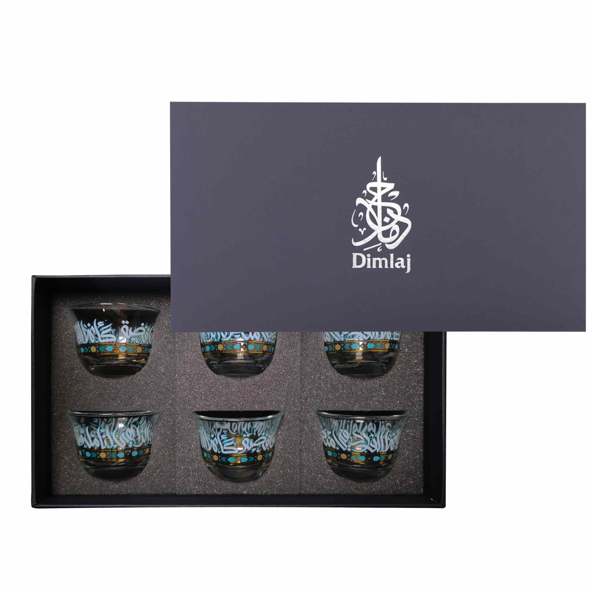 Dimlaj Wurood Set of 6 Pcs Cawa Cups (Gold & Green) - Premium Arabic Coffee Cups from Wurood By Dimlaj - Just $20! Shop online now at Dimlaj Jordan 