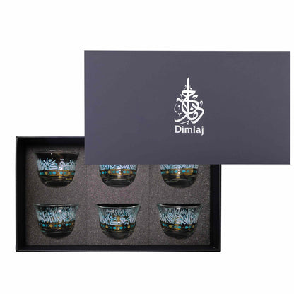 Dimlaj Wurood Set of 6 Pcs Cawa Cups (Gold & Green) - Premium Arabic Coffee Cups from Wurood By Dimlaj - Just $20! Shop online now at Dimlaj Jordan 