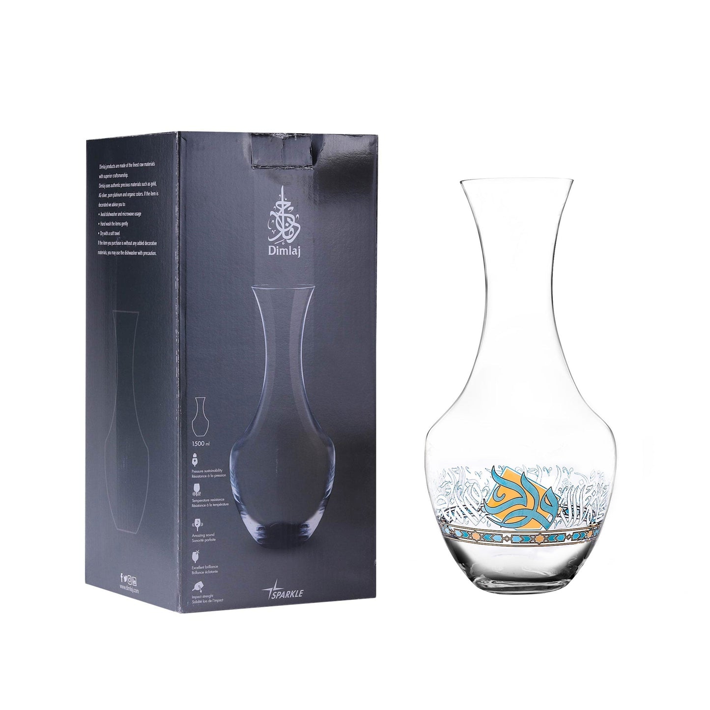 Dimlaj Wurood Crystal Decanter (Gold & Green) - Premium Jugs from Wurood By Dimlaj - Just $19! Shop online now at Dimlaj Jordan 