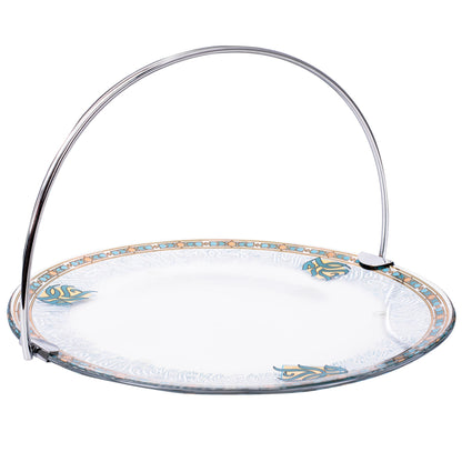 Dimlaj Wurood Serving Tray with Handle (Gold & Green) - Premium Trays from Wurood By Dimlaj - Just $35! Shop online now at Dimlaj Jordan 