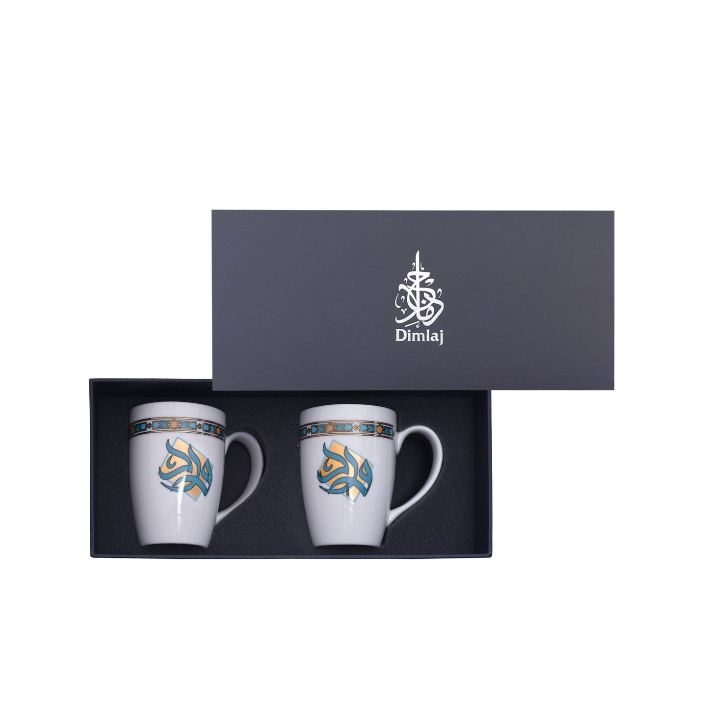 Dimlaj Wurood Set of 2 Pcs Porcelain Mugs (Gold & Green) - Premium Mugs from Wurood By Dimlaj - Just $20! Shop online now at Dimlaj Jordan 