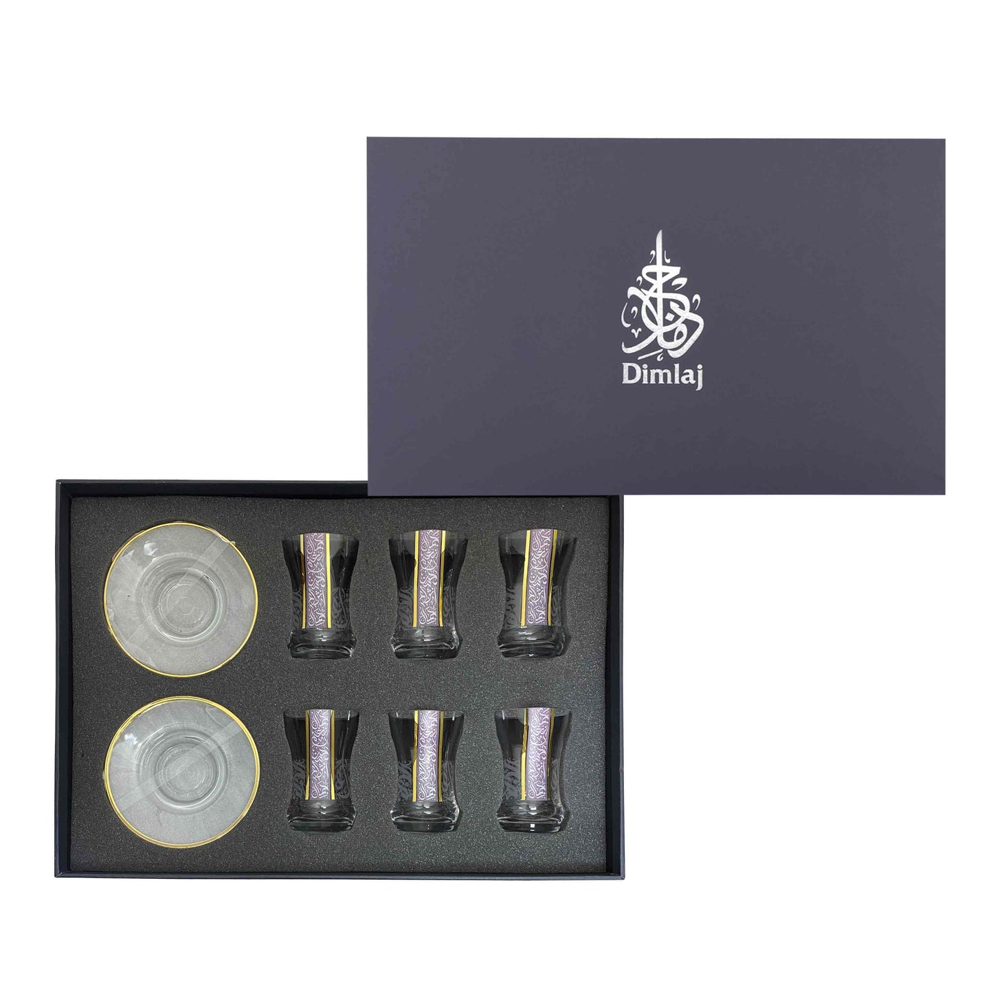 Dimlaj Nagham Set of 6 Pcs Tea Cups and Saucers (Gold & Pink) - Premium Tea Cups from Nagham By Dimlaj - Just $79! Shop online now at Dimlaj Jordan 