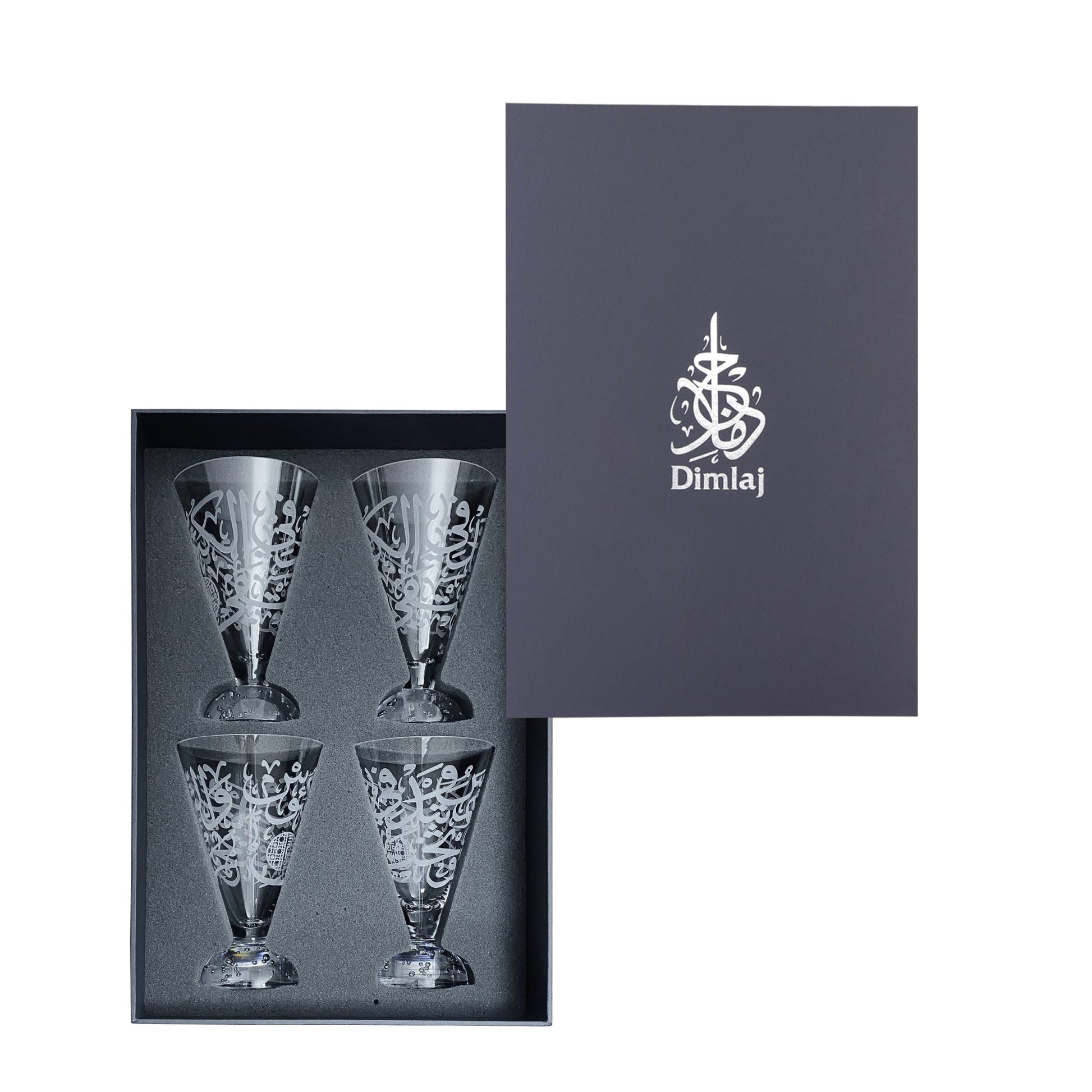 Dimlaj Thuluth Set of 4 Pcs Goblet Stems (Engraved) - Premium Goblet Stemware from Thuluth By Dimlaj - Just $195! Shop online now at Dimlaj Jordan 