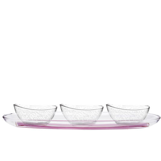 Dimlaj Nagham Set of 4 Pcs Appetizers Tray & Bowls (Gold & Pink) - Premium Serving Bowls from Nagham By Dimlaj - Just $120! Shop online now at Dimlaj Jordan 