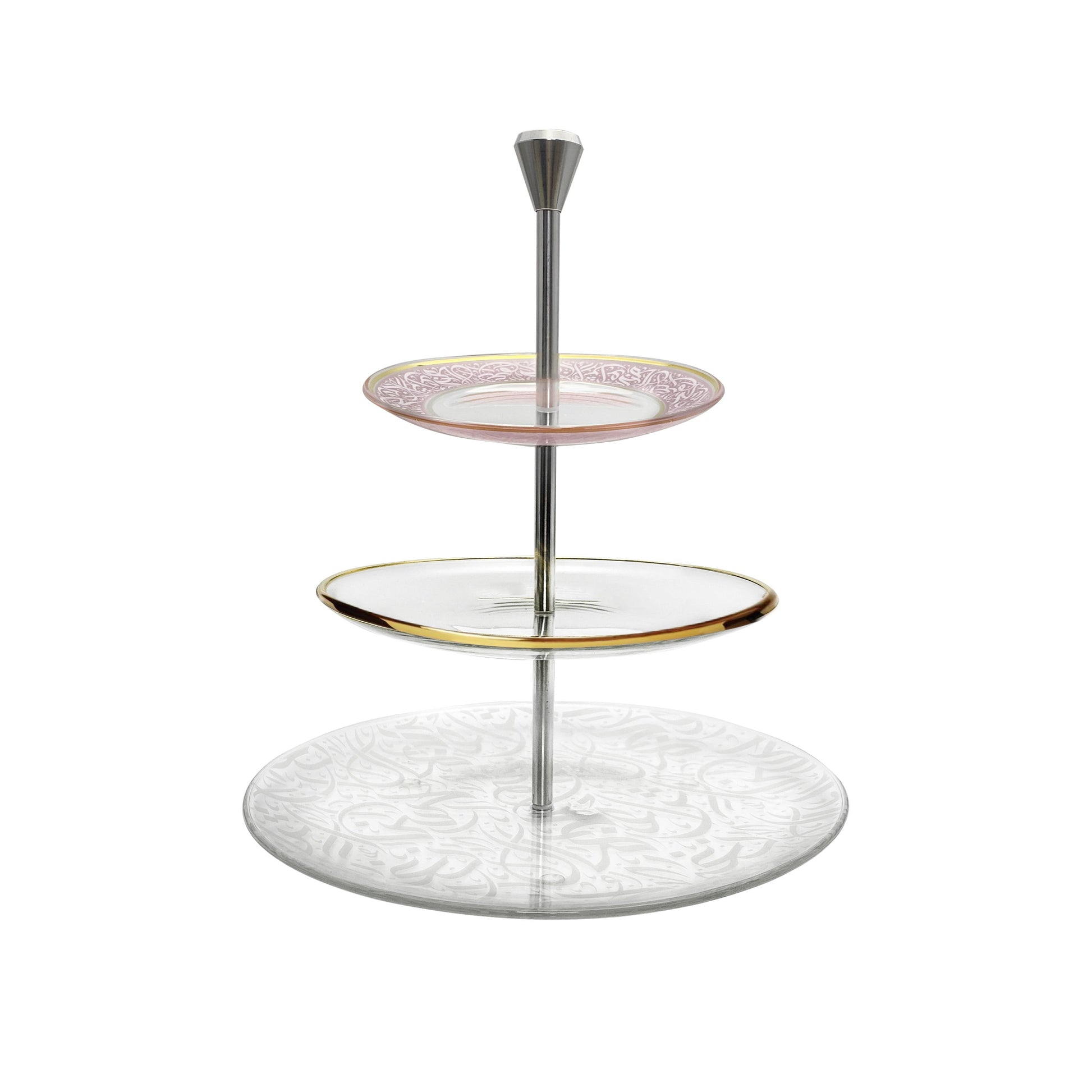 Dimlaj Nagham 3 Tiered Tray (Gold & Pink) - Premium Stands from Nagham By Dimlaj - Just $130! Shop online now at Dimlaj Jordan 