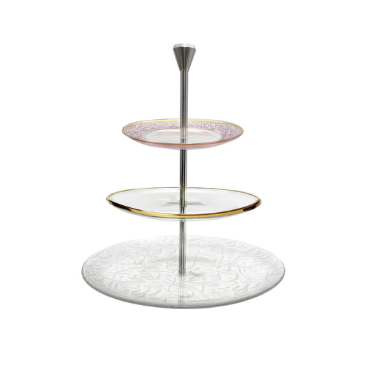 Dimlaj Nagham 3 Tiered Tray (Gold & Pink) - Premium Stands from Nagham By Dimlaj - Just $130! Shop online now at Dimlaj Jordan 