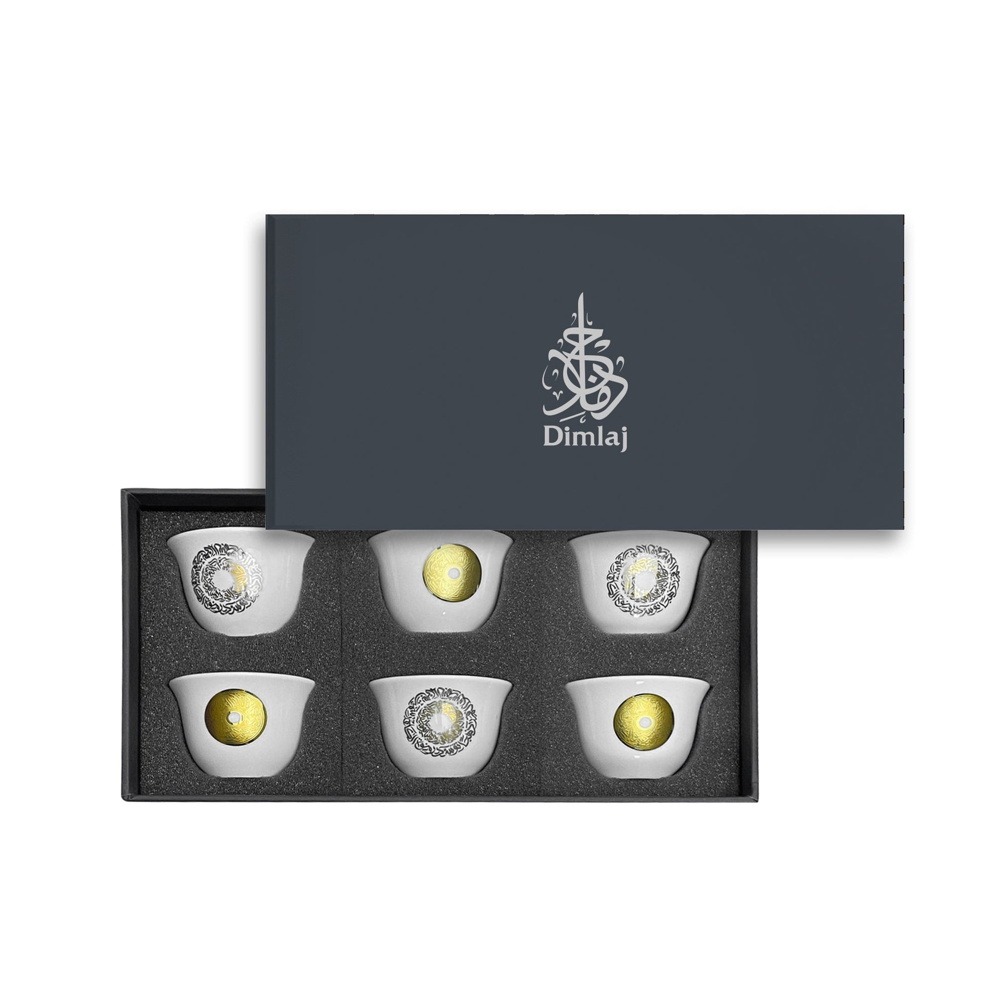 Dimlaj Qamar Set of 6 Pcs Cawa Cups - Premium Arabic Coffee Cups from Qamar By Dimlaj - Just $50! Shop online now at Dimlaj Jordan 