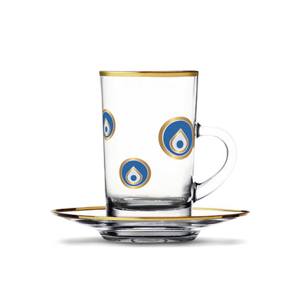 Dimlaj Charm Set of 6 Pcs Tea Cups and Saucers (Gold) - Premium Tea Istikans With Handle from Charm By Dimlaj - Just $75! Shop online now at Dimlaj Jordan 