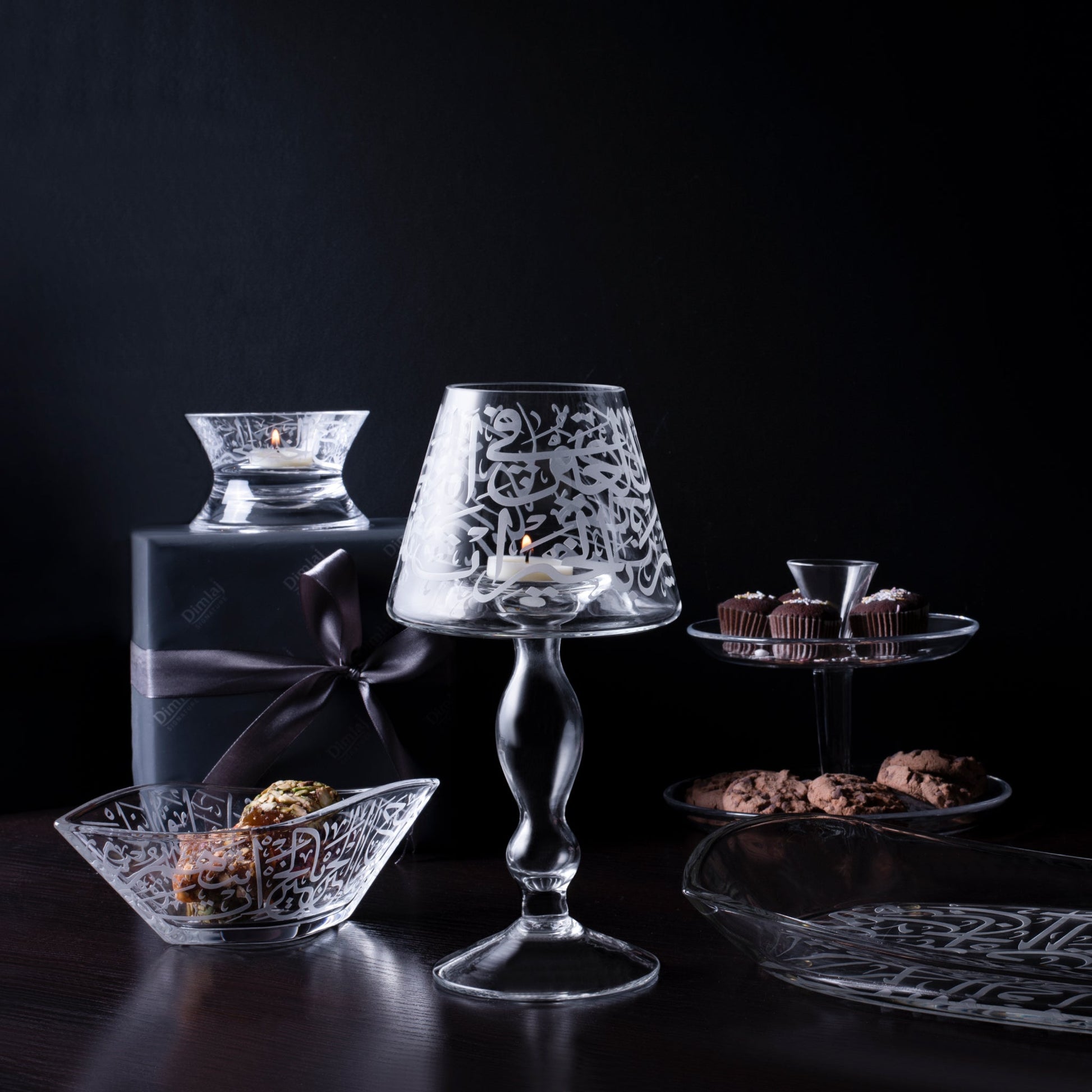 Dimlaj Thuluth Set of 2 Pcs Small Serving Bowls (Engraved) - Premium Serving Bowls from Thuluth By Dimlaj - Just $110! Shop online now at Dimlaj Jordan 