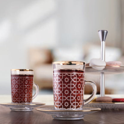 Dimlaj Ivory Set of 6 Pcs Tea Cups and Saucers (Gold) - Premium Tea Istikans With Handle from Ivory By Dimlaj - Just $100! Shop online now at Dimlaj Jordan 